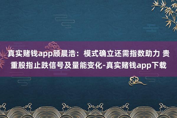 真实赌钱app顾晨浩:模式确立还需指数助力 贵重股指止跌信号及量能变化-真实赌钱app下载