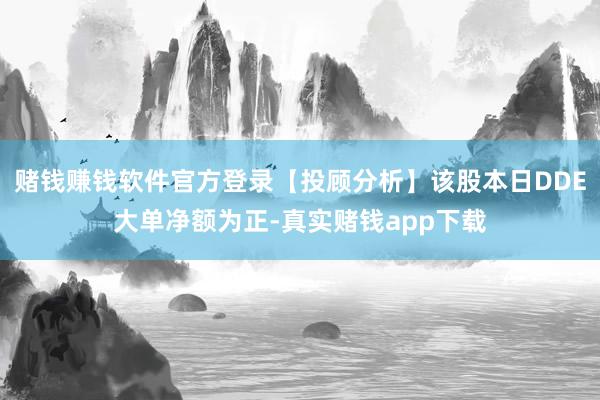 赌钱赚钱软件官方登录【投顾分析】该股本日DDE大单净额为正-真实赌钱app下载
