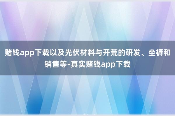 赌钱app下载以及光伏材料与开荒的研发、坐褥和销售等-真实赌钱app下载